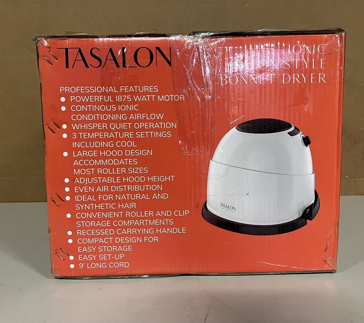 TASALON 1875W Ionic Hooded Hair Dryer Bonnet with Heating
