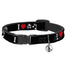 Cat Collar Breakaway with Bell I "Heart House Music" NARROW Fits 8.5-12"
