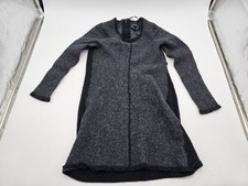 CYNTHIA ROWLEY 100% Extrafine Merino Wool Black & Grey Sweater Dress Size M