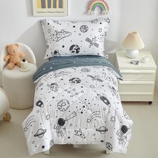 4 Piece Bedding Set for Boys,White Space Crib Bedding Sheets Set,Soft Comfort...