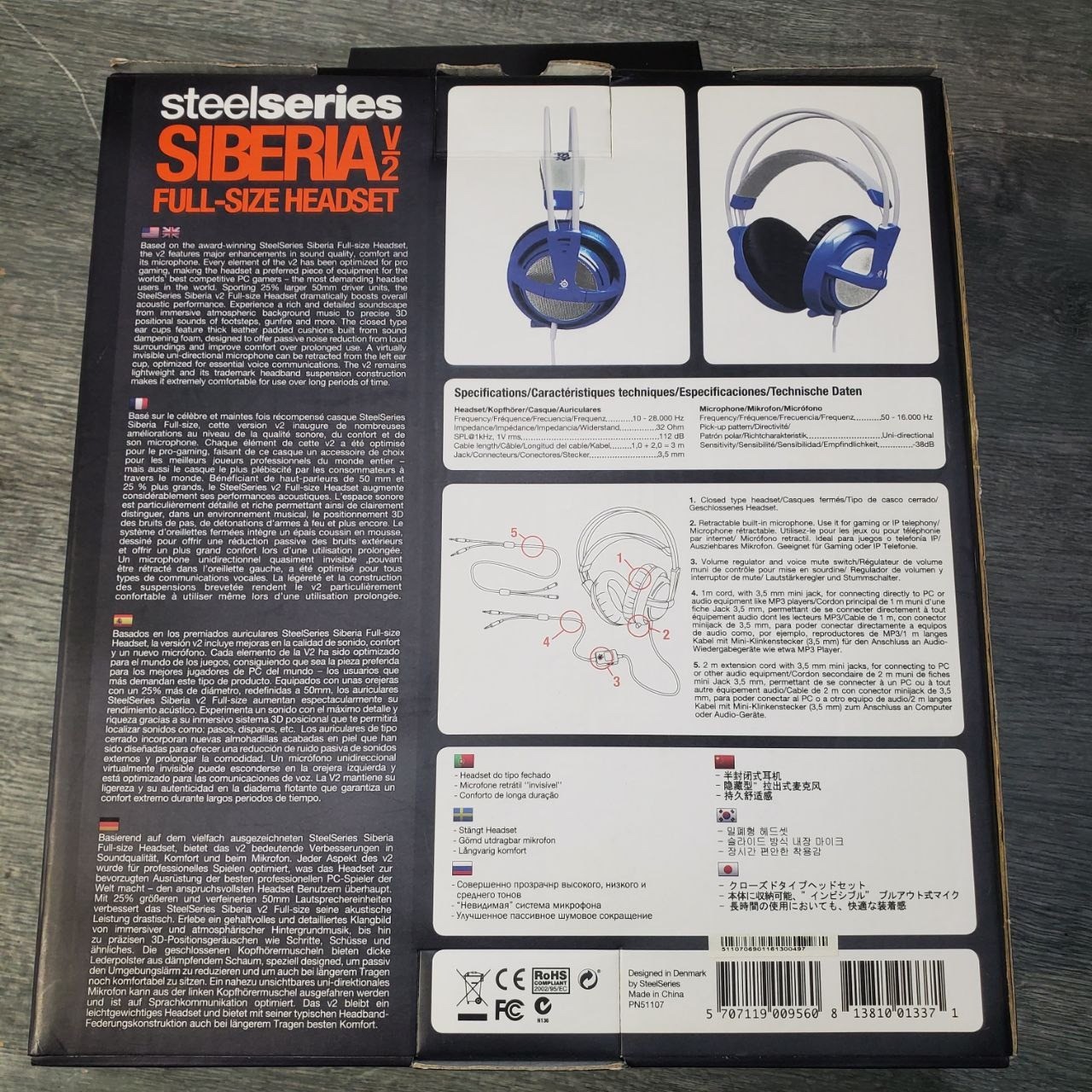 SteelSeries Siberia V2 Special Edition Blue 3.5mm PN51107 PC 8