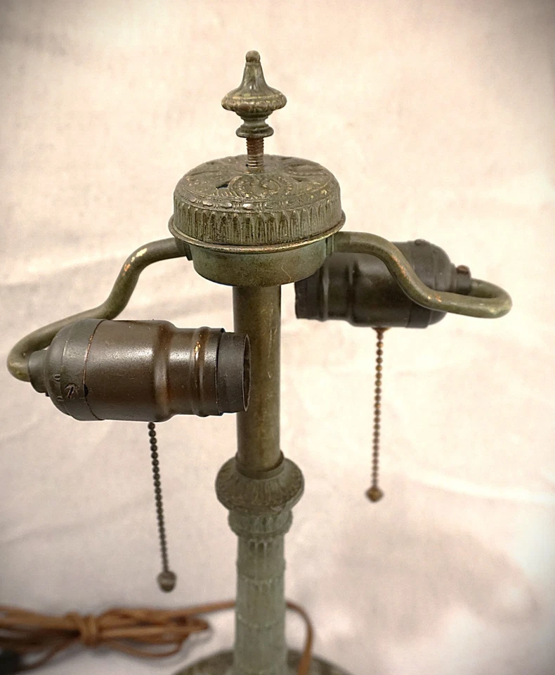 Miller Victorian Green Metal Lamp Base, c1900s Antique Original Paint, Tiffany - Image 2 of 4