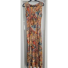 Soft Surroundings Women Small Sleeveless Floral Print Maxi Dress Paisley Vibrant