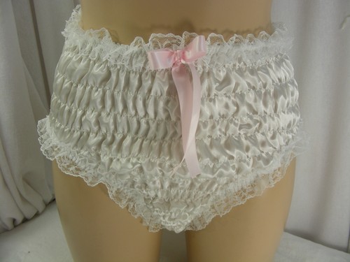 sissy WHITE satin elastic ruched mens panties knickers underwear lingerie ,b95 - Picture 4 of 4