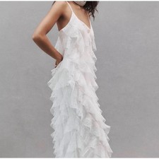 BHLDN Anthropologie White Lace Ruffle Dress 18W