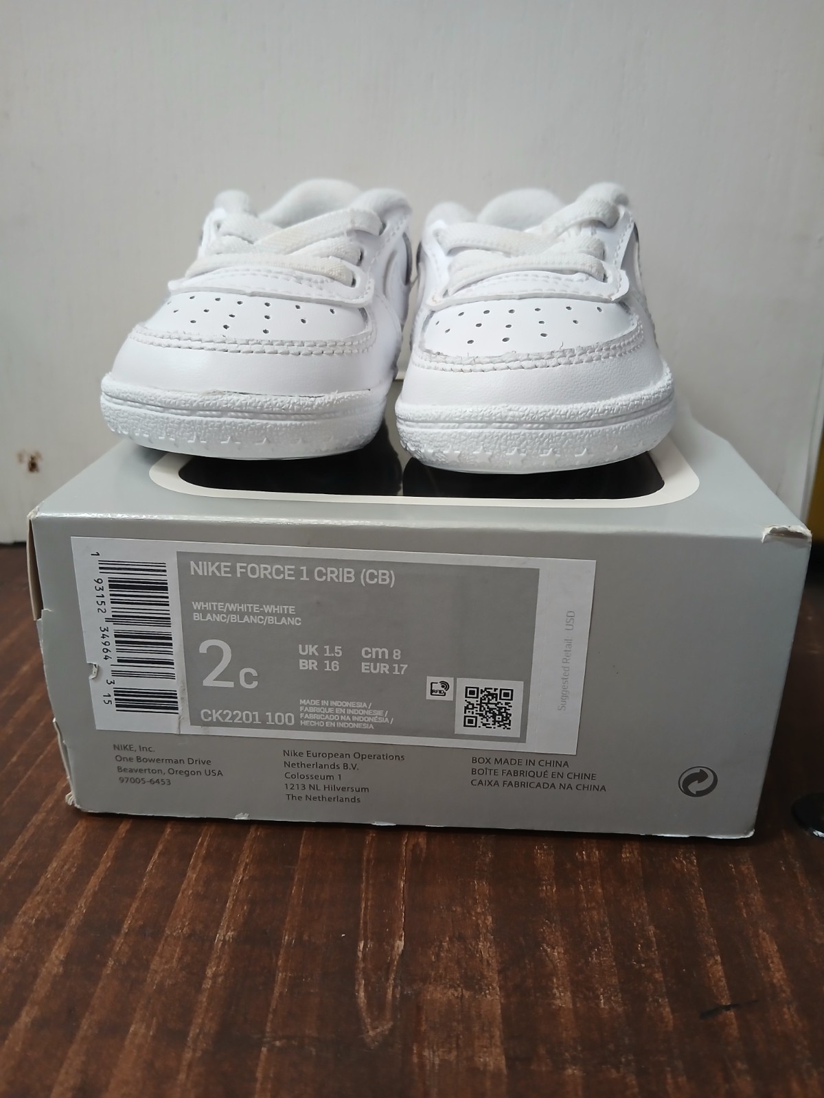 New Infant Crib Nike AF 1 White/White-White (CK2201 100) - 2