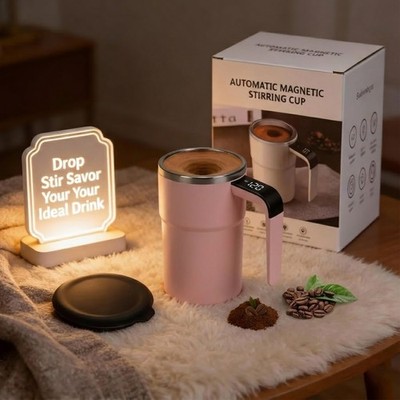 Automatic Magnetic Electric Self-Stirring Mug Mix Coffee Milk Tea(Pink)