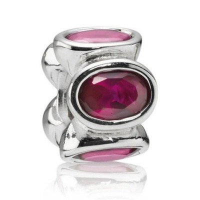 PANDORA ALE Sterlingsilber 925 ROTE OVALE LICHTER SYNTHETISCHER RUBIN Perle Charm EUC