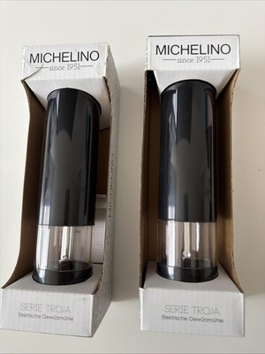 Michelino Elektrische Gewürzmühle Schwarz 2er Set Neu OVP mit Led Beleuchtung