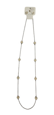 New Charming Charlie Cream White Enamel Flower Station Necklace & Earrings Set