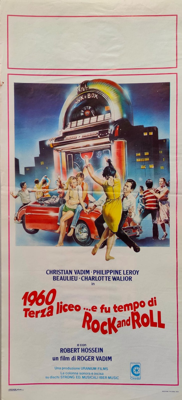 Locandina originale film 1960, terza liceo... e fu tempo di rock and roll (1983) - Regia di Roger Vadim