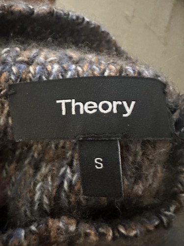 Theory Sweater, Size Small, 100% Cashmere, Brown Black Knit, Mock Neck - Picture 5 of 5