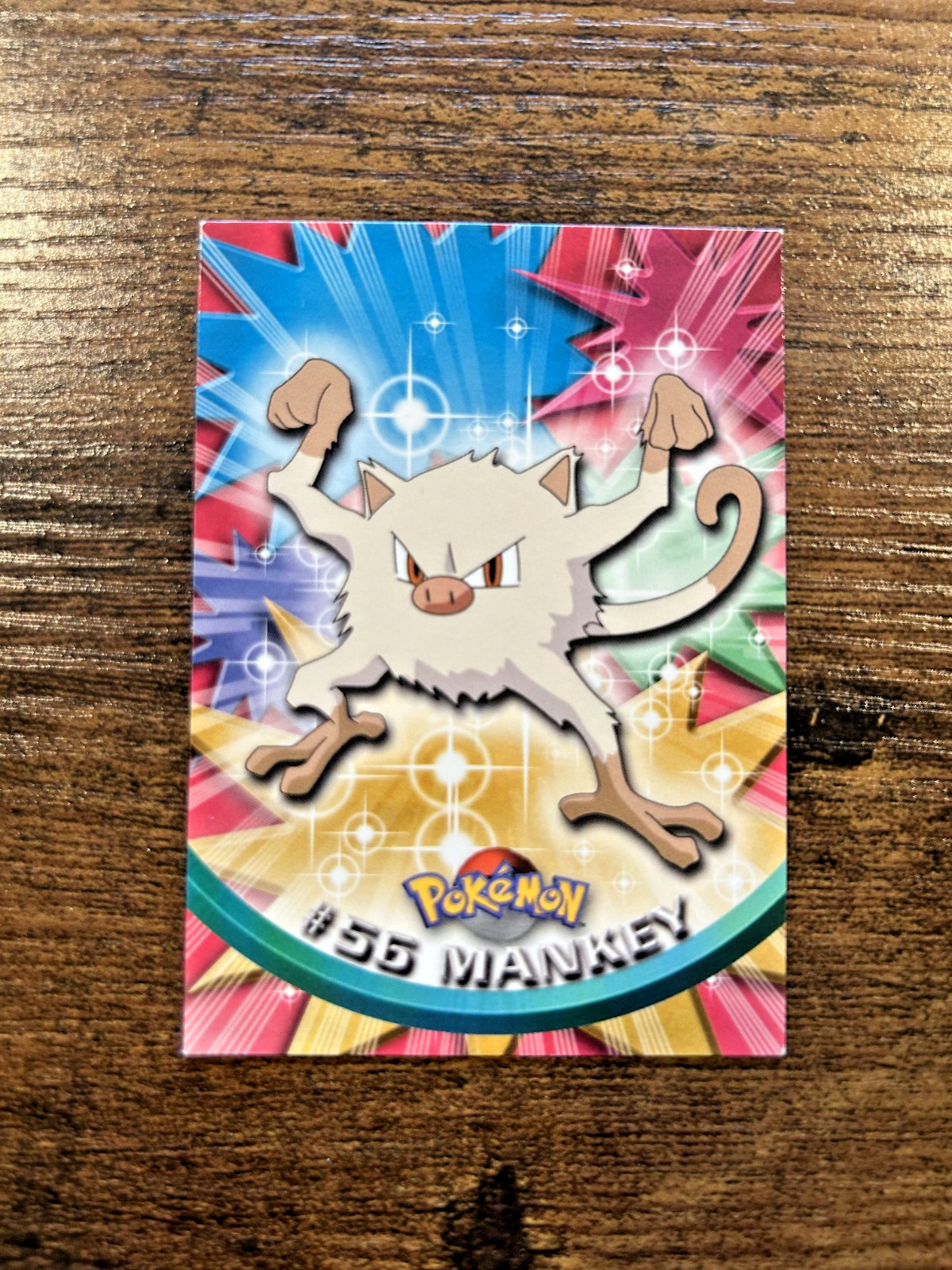 #56 Mankey - Pokemon Topps Card - Black Logo