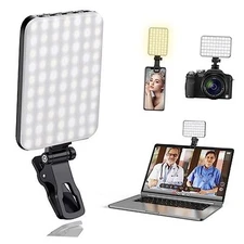 60 LED Portable Selfie Light Video Conference Lighting with Clip & Camera Black