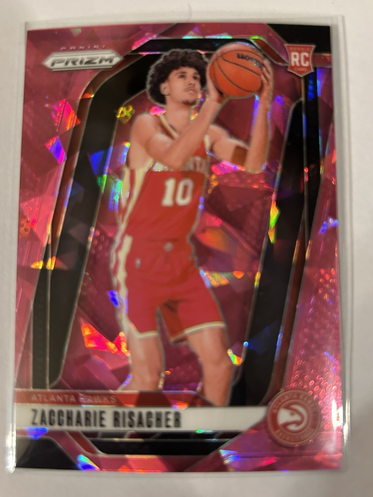 Zaccharie Risacher 2024-25 Prizm Pink Cracked Ice #265 Rookie RC