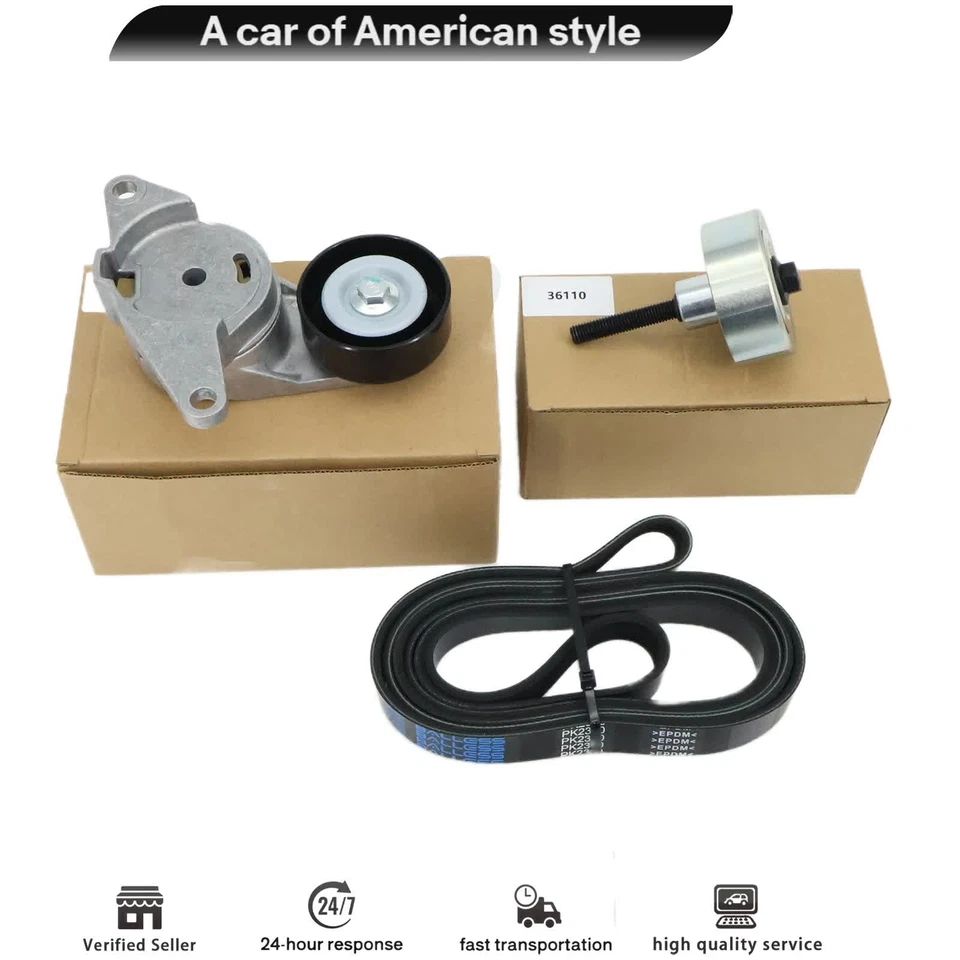 Fit Buick Enclave GMC Acadia Chevy Traverse Serpentine Belt Tensioner Pulley Kit Foto 3 de 4