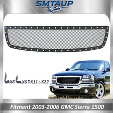 Black Mesh Grille For 2003-06 Gmc Sierra 1500 Stainless Steel Rivet Grill Insert