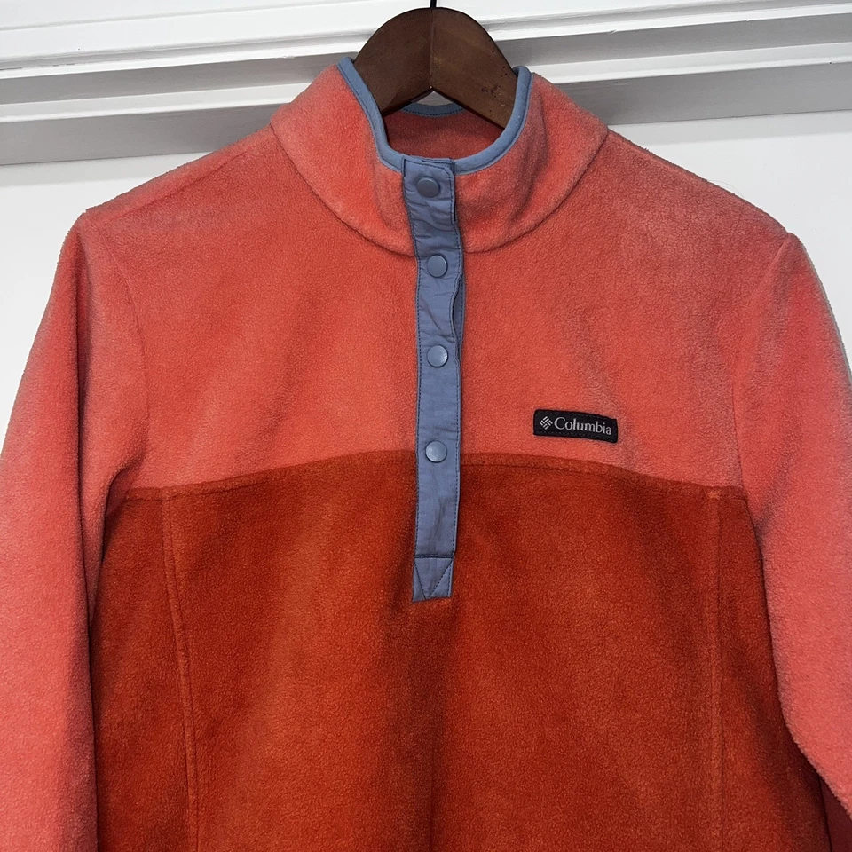 Columbia Mujer Dos Tonos Naranja Rosa 1/4 Snap-Jacket Polar Pullover XL Foto 2 de 4