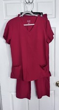 Nursing Medical Scrubs Red Flex Core Red Medium Sz 8 Way Stretch Set