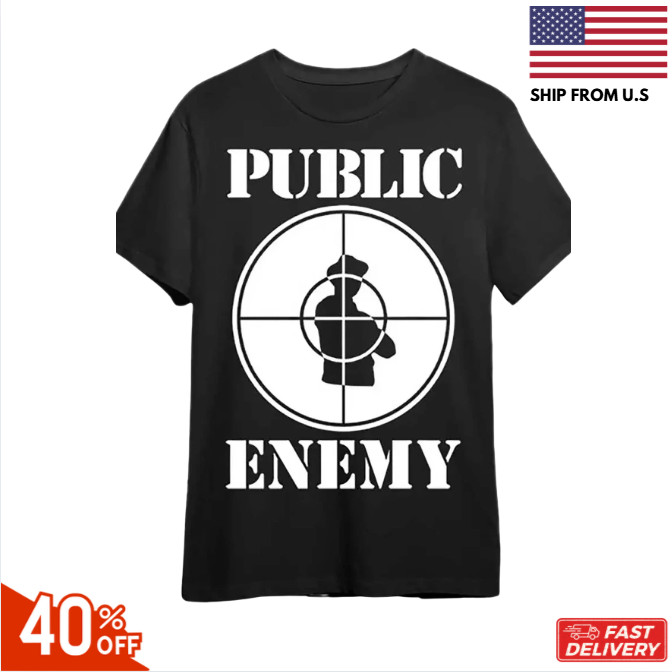 Public Enemy Logo Cotton T-Shirt | Large Men's Pure Cotton Short Sleeved reprint