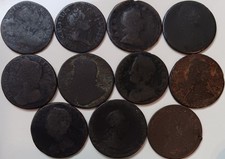 Lot 11 England Half Pennies: Clauduis Romanus George I II III Marshal Wellington