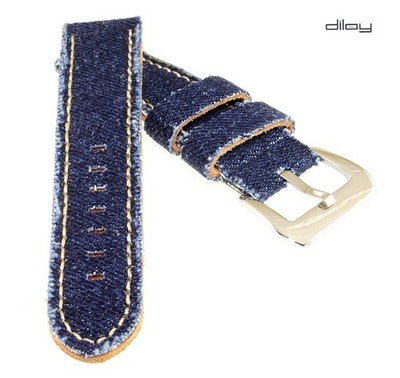 Diloy Jeans Uhrenarmband Modell Richmond dunkelblau 24 mm Fashion-Strap