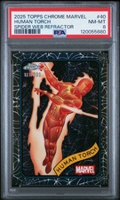 2025 Topps Chrome Marvel Human Torch Spider Web Refractor 187/399 #40 PSA 8