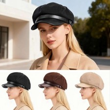 Women Visor Cap Ladies Casual Fashion Newsboy Beret Baggy Baker Boy Peaked Hat