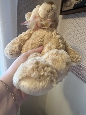 GUND Manni Teddy Bear 12" Beige Tan Plush Orange Plaid Sheer Bow Soft Toy 15015