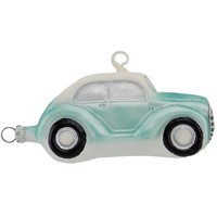 Auto MintgrüN/Weiß 11Cm Schatzhauser Weihnachtsschmuck, Glaskunst Lauscha