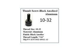 10-32 x 7/16 " Knurled Thumb Screw 10 Pieces Aluminum Black Anodized Finish