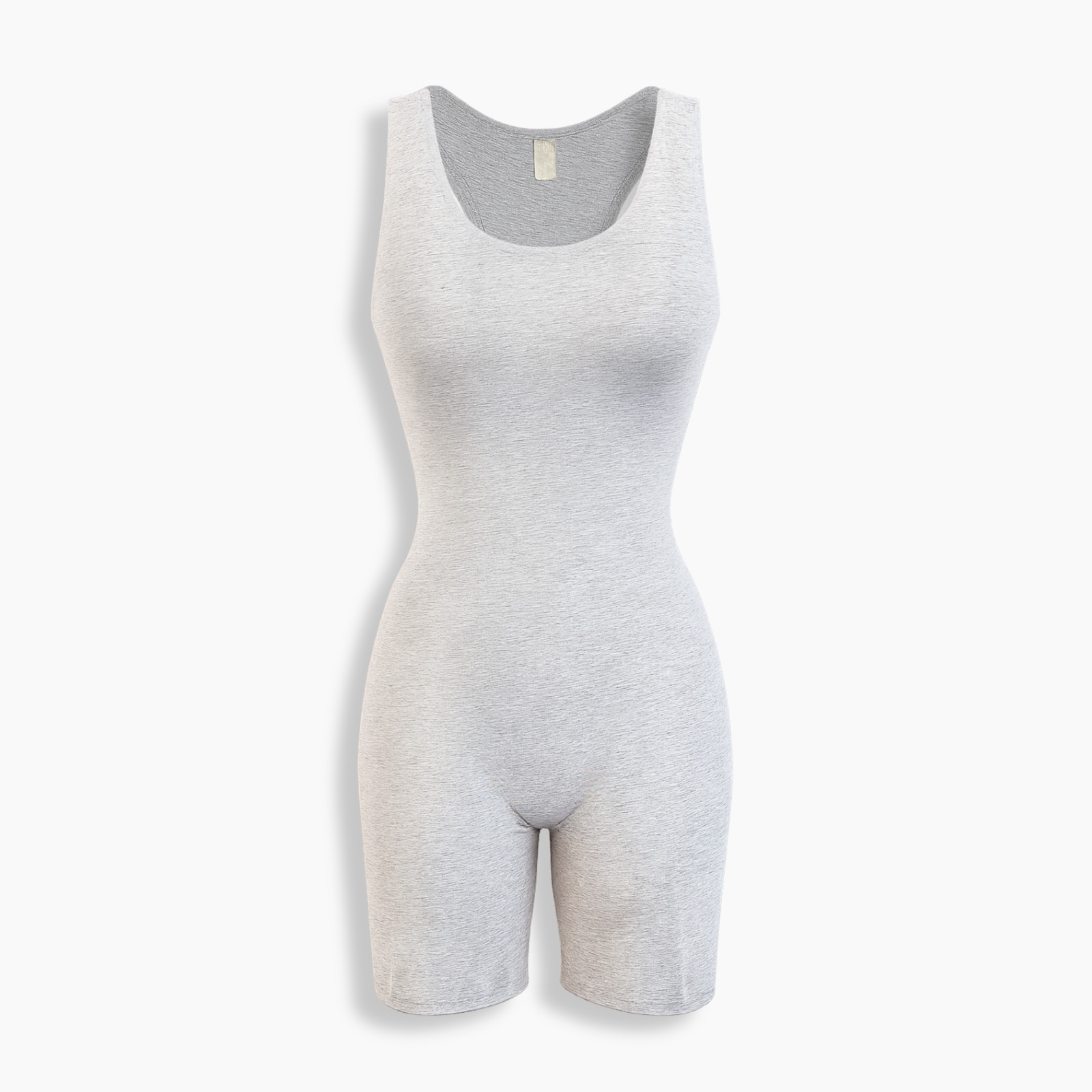Women's Large Light Gray Racerback Athletic Bodysuit Romper Stretch One Piece