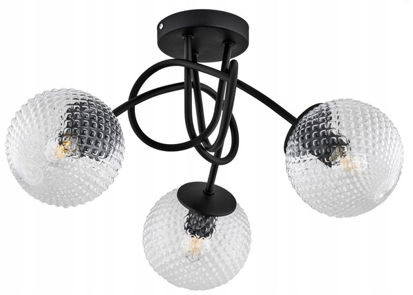 Deckenleuchte Esszimmer 3-Flammig Glas Metall E27 L:50 Cm Deckenlampe Wohnzimmer-image