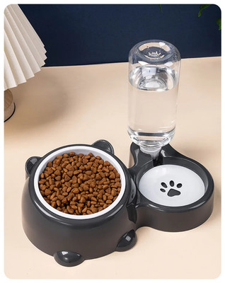 Pet Bowl 2-In-1 Auto Water Feeder, Tilted Elevated Cat Dog Bowl for Food & Water