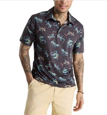 CHUBBIES Charcoal Gray Lizard All Over Print Polo Shirt - Size XL BNWT