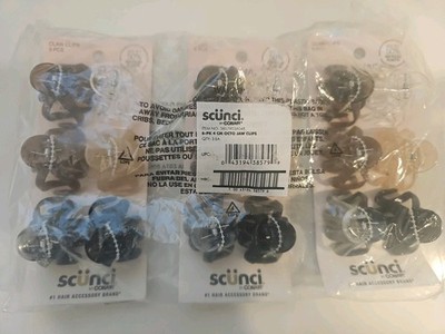 Scunci 6 count 4cm Octo Jaw Clips 3pk New