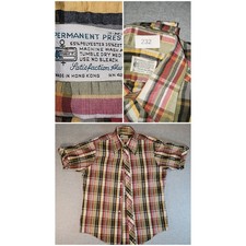 Vintage Kmart Permanent Press Plaid Shirt Mens Medium 70s Multi Color