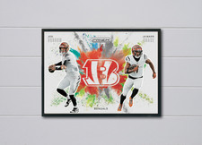 Prizm Joe Burrow/Ja'Marr Chase 2025 Dual Color Blast 12x17 Poster Bengals