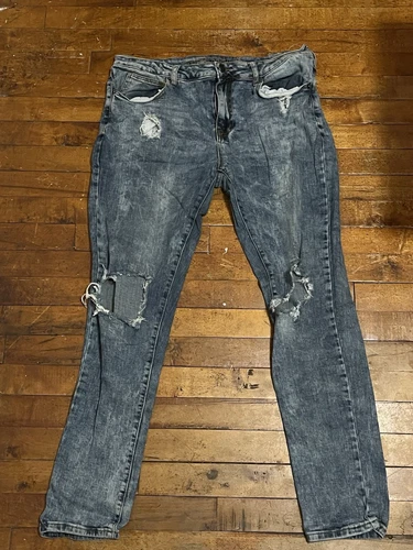 Jean Rue 21 Premium Supreme déchiré genou flexible occasion 34/32