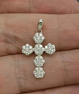 Authentic 2.00Ct Round Cut Lab-Created Diamond Women's Cross Pendant 14K White Gold Plated