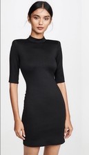 ALICE + OLIVIA Inka Strong Shoulder Dress in Black Size 12 Fitted Style