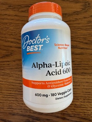 Doctor's Best Alpha-Lipoic Acid 600 mg-180 Veg Caps-SEALED-BB 7/2026-FREE SHIP