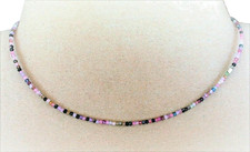 60 cm Facettiert Turmalin  Edelstein  kette ,,3 mm,  Silber----- ( Blau-12 * )