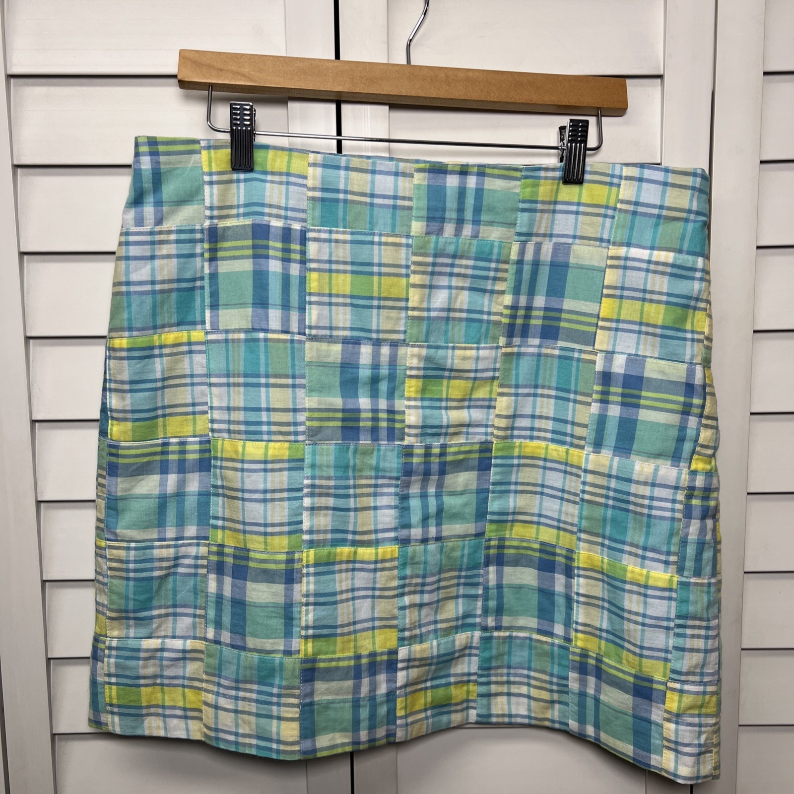 Talbots Madras Plaid Patchwork Cotton Lined A-Line Skirt Preppy Women’s Size 6