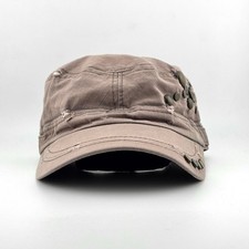 Vintage Distressed Rivet Studded Military Cadet Cap Y2K Flat Top Patrol Hat