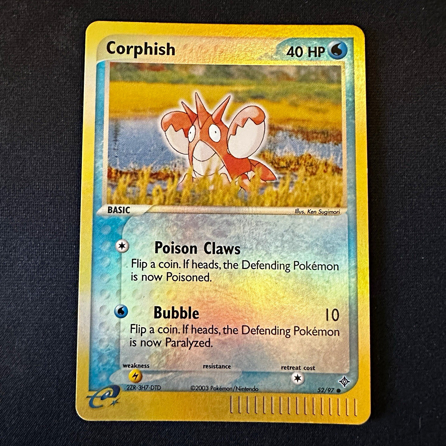 Pokemon TCG. Corphish 52/97 EX Dragon (2003). Common Reverse Holo. WoTC Era. 