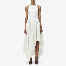 New McQueen Asymmetric Midi Dress Cotton Tank White Sz 44
