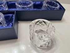 Set of 4 Tipperary Irish hand-cut lead crystal napkin rings in original box
