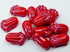 12 (mm) TULIP FLOWER BELL CZECH GLASS BEADS - VARIOUS COLOURS - PACKS OF 12
