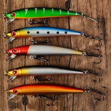 5pc Sinking Shallow Diving Immitation Minnow Bass Fishing Lures